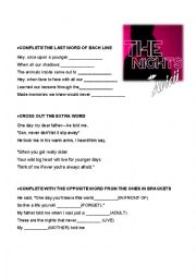 English Worksheet: The Nights - Avicii