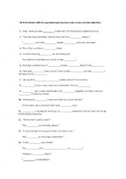 English Worksheet: Personal Pronouns and Possessive Adjectives