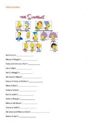 English Worksheet: Family members_Simpsons