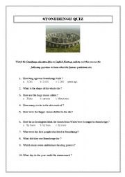 English Worksheet: STONEHENGE QUIZ