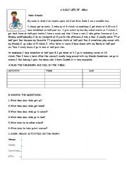 English Worksheet: daily life