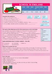 English Worksheet: SCHOOL IN ENGLAND