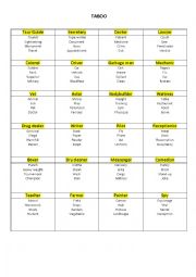 English Worksheet: Taboo