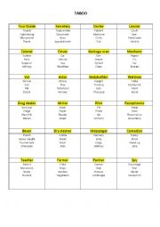 English Worksheet: Taboo