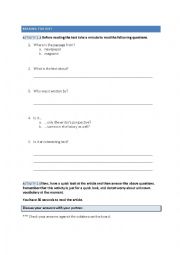 English Worksheet: Jigsaw reading activities