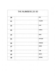 the numbers 20-30