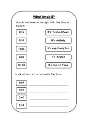 English Worksheet: What time is it?