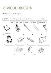 English Worksheet: School Objects