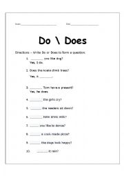 English Worksheet: Do  Does Exercise