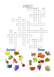 English Worksheet: Fruit Crossword