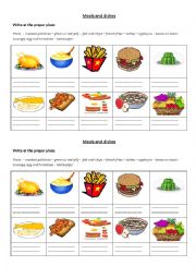 English Worksheet: Meal and dishes