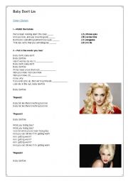 English Worksheet: Gwen Stefani - Baby dont lie