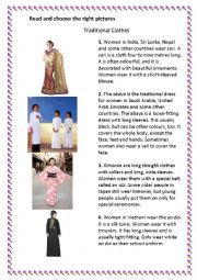 English Worksheet: Traditional clothes