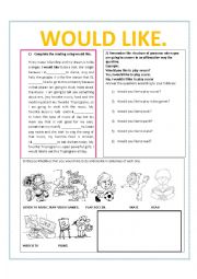 English Worksheet: would like 