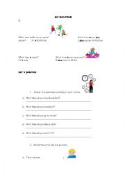 English Worksheet: my routine - simple present