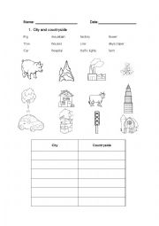 English Worksheet: city and countryside
