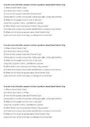 English Worksheet: Saint Patrick information