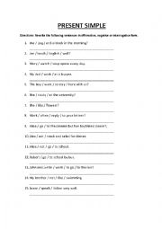 English Worksheet: Present Simple Writing Exercise
