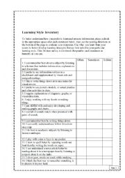 English Worksheet: Learning Test