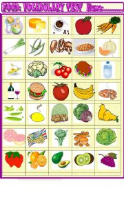 English Worksheet: Food , vocabulary test + written expression