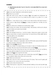 English Worksheet: Reading