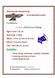 English Worksheet: Camping ad