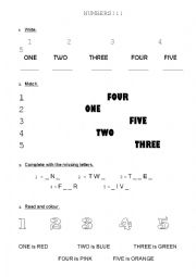 English Worksheet: Numbers 1 to 10 for kids