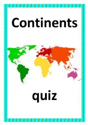 English Worksheet: Continents quiz