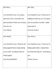 English Worksheet: Thank you post card