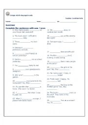 English Worksheet: was/were worksheet