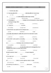 English Worksheet: Evaluation bac students