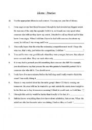 English Worksheet: Idioms Practice