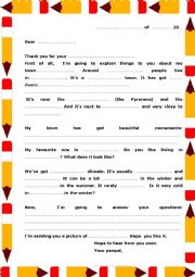 English Worksheet: 2nd letter PENPALS