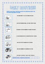 English Worksheet: daily routine