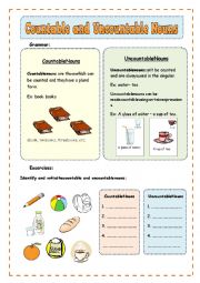 English Worksheet: Countable and Uncountable Nouns - How many/how much (2 pages)