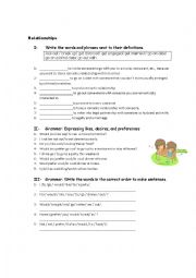 English Worksheet: Relationships 