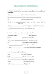 English Worksheet: Diagnostic test
