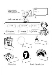 English Worksheet: happy birthday