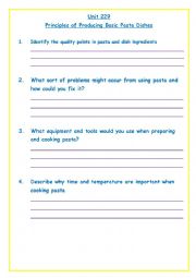 English Worksheet: Pasta
