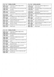 English Worksheet: writing checklist