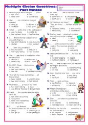 English Worksheet: Multiple choice questions: Past Tenses with KEY