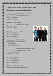 English Worksheet: a song from u2 to practise present perfect tense