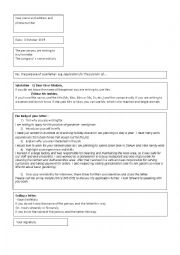 English Worksheet: Lay-out of a cover letter