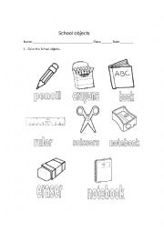 English Worksheet: School objects