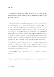 English Worksheet: informal letter reading