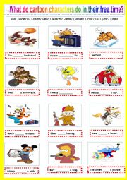English Worksheet: what do cartoon characters do in their free time(present simple)