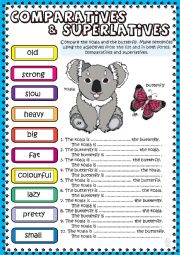 English Worksheet: Comparatives & Superlatives The koala and the Butterfly