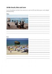 English Worksheet: At the beach, then and now