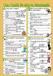 English Worksheet: Modals: can, could, be able to, may/might