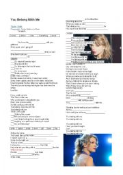 English Worksheet: you belong with me 